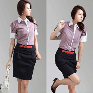 120 ol white-collar professional dress work wear shirt bust skirt belt 3201