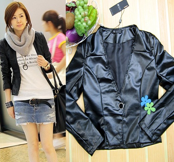 120 women's autumn 0109 fashion slim leather clothing outerwear