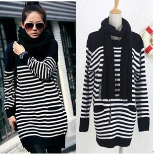 120 women's spring yarn scarf stripe loose sweater 9064 high quality