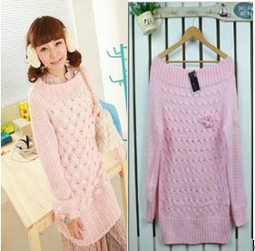 120 yarn rose design knitted long sweater