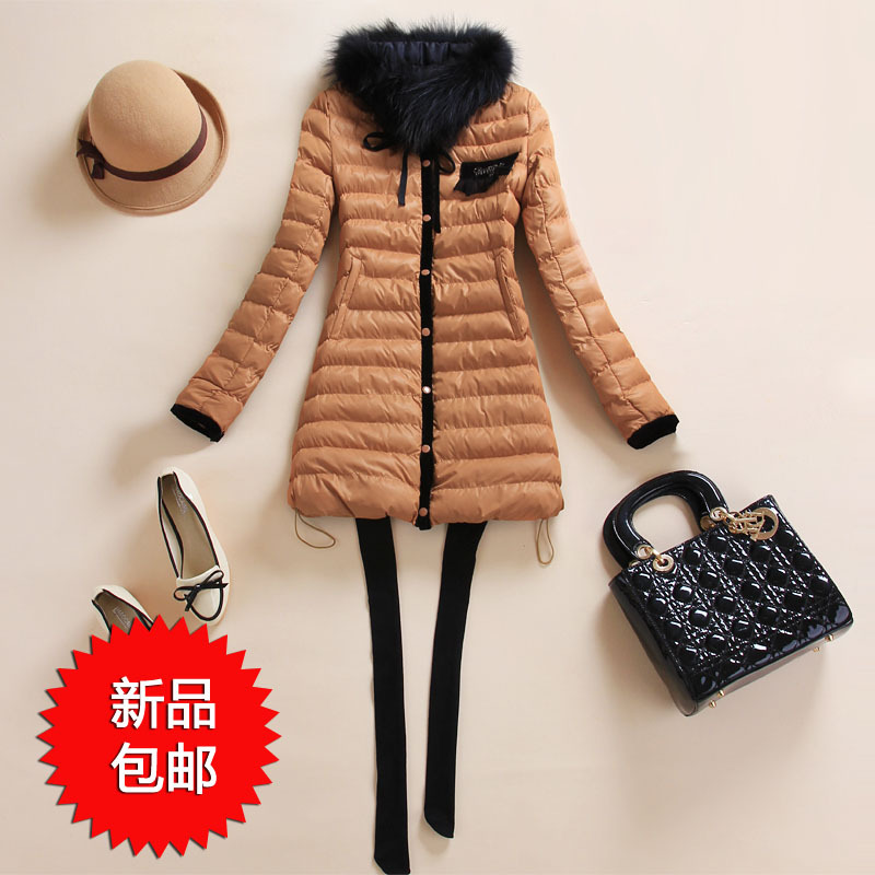 1205 2012 medium-long cotton-padded jacket detachable fur collar cotton-padded jacket wadded jacket female outerwear