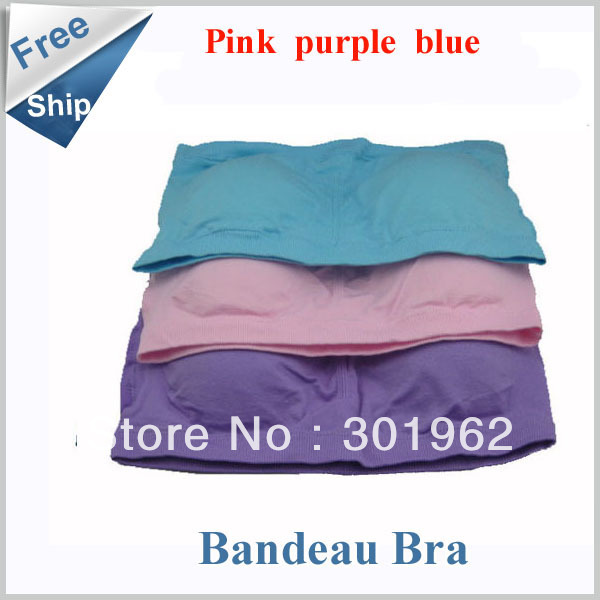 120pcs/lot(40sets) Seamless Tube top Bra Bandeau bra tops with removable pads 3 Color a Set No Other Select(OPP bag)