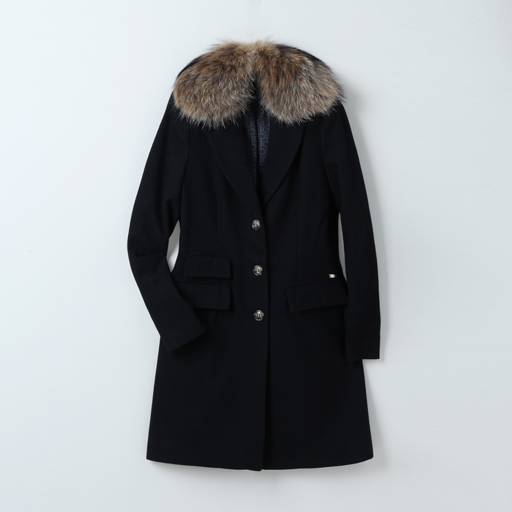 12bcw11224 brief , slim design fur collar overcoat