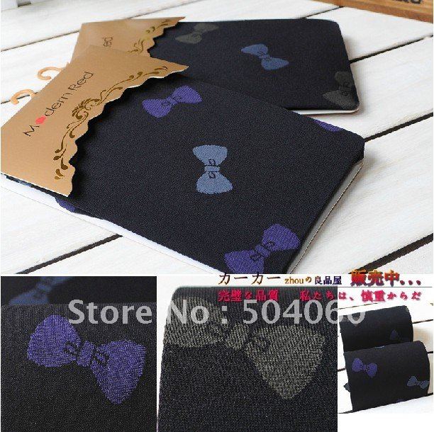 12pairs/lot, 2012 Hot Sale 120 Denier Lady popular purple bowknot jacquards opaque tights socks