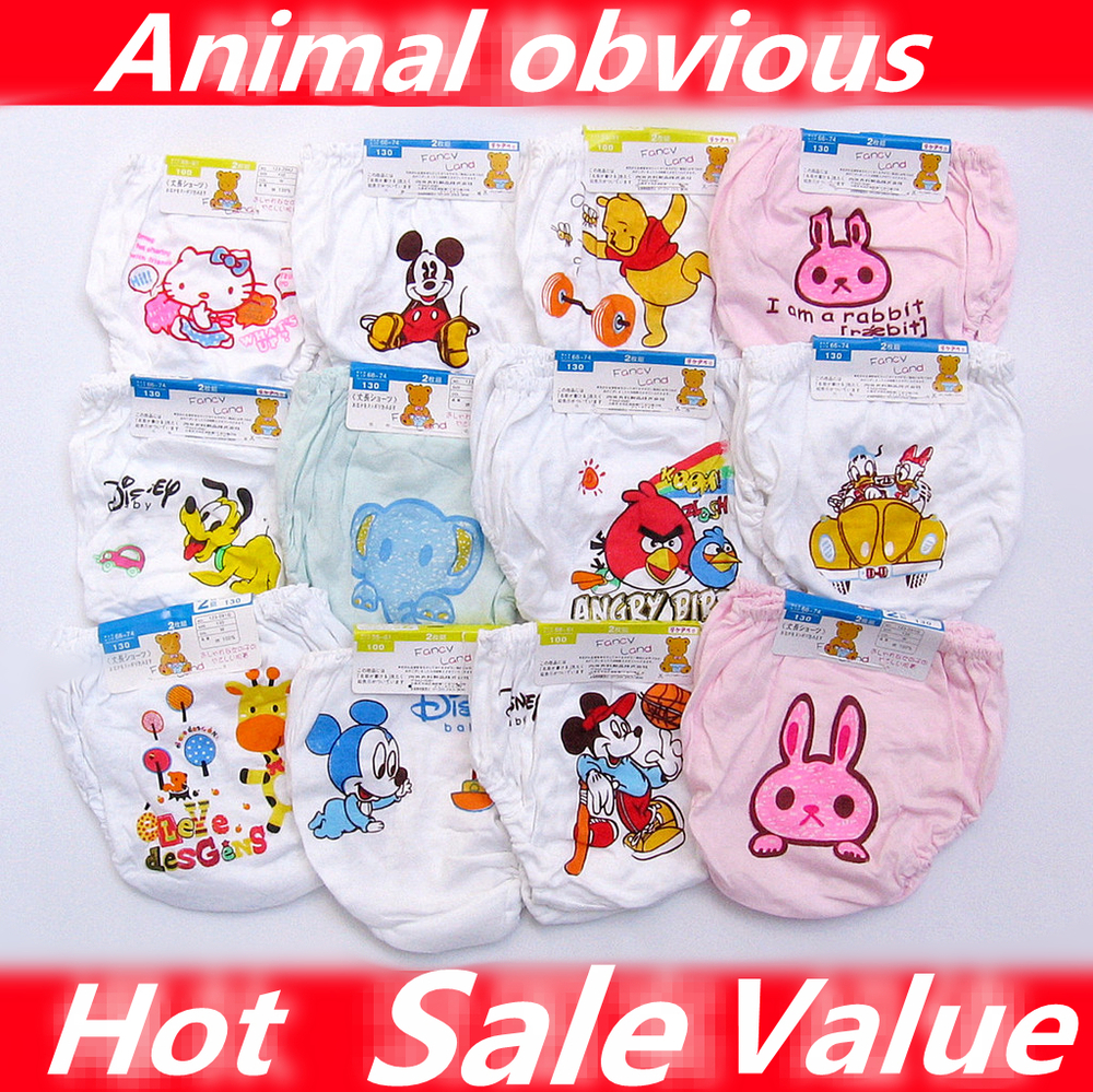 12pcs/lot Children's underwear, cartoon animals, children's bread pants, lovely bread pants kitty mickey Pooh