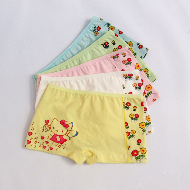 12pcs/lot Cotton girl children underwear, Angel cat girls boxer shorts pink/whit/blue/green/yellow  M/L/XL/XXL 4SIZE