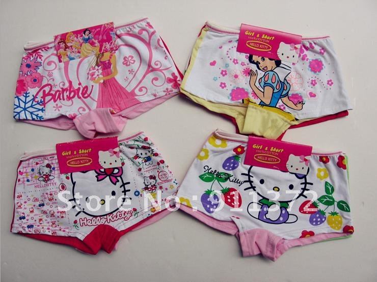 12pcs/lot free shipping Princess Cotton Flat Foot Briefs Girls' Cute Panties 4 designs mixed