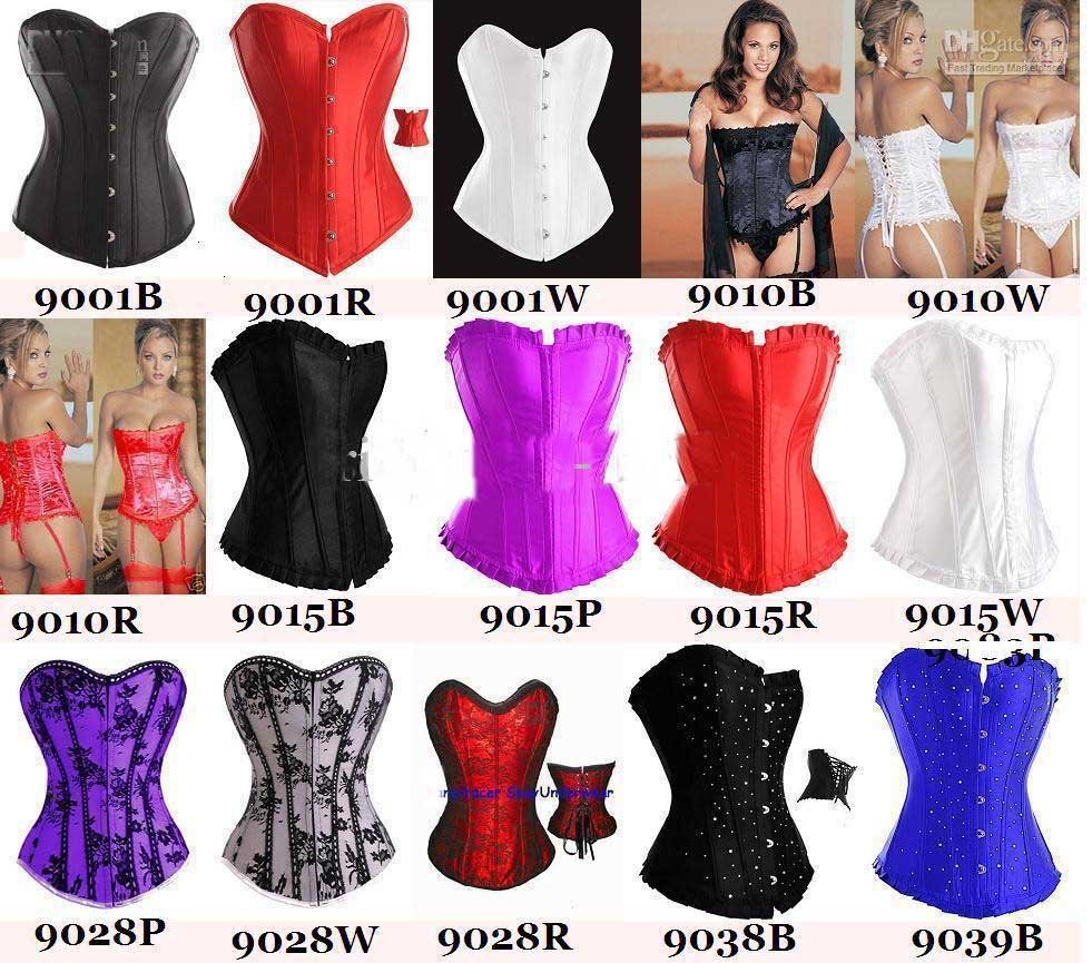 12pcs/lot Noble Sexy Lingerie Women Lace Up Boning Corset & Bustier + Thong Mix Order Size : S - X