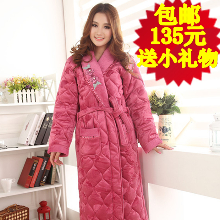 135 winter thickening cotton-padded robe female derlook robed super soft coral fleece cotton-padded women's robe bathrobes