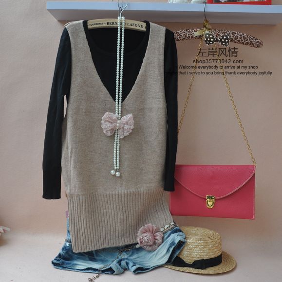 139 2012 autumn new arrival back bow yarn woven vest multicolor