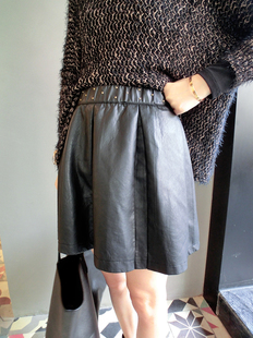 13c autumn and winter fashion rivet decoration short skirt autumn and winter leather skirt