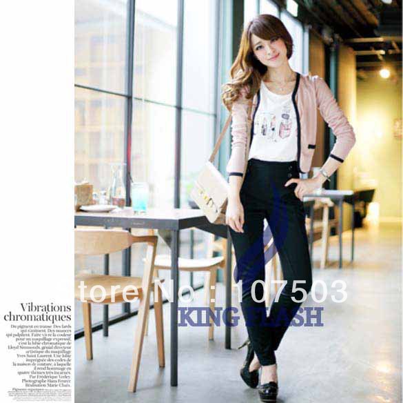 13pcs/lot New Korean Women Cotton Long Sleeve Jacket Short Coat 3 colors free shipping 7519