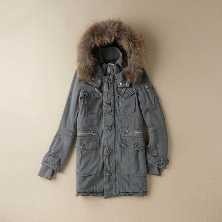 13sw0011 raccoon fur classic n3 medium-long b wadded jacket