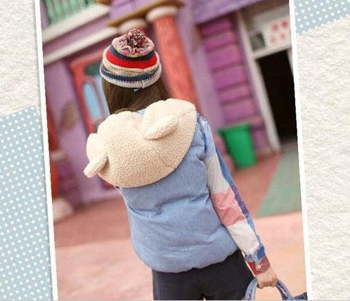 143 women's rabbit ears berber fleece cotton vest plush vest