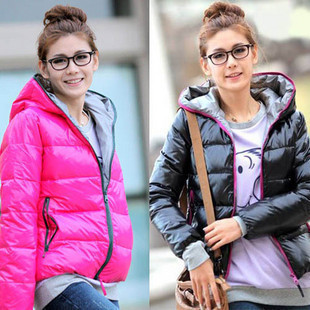 146 2011 glossy thermal wadded jacket long-sleeve hooded outerwear