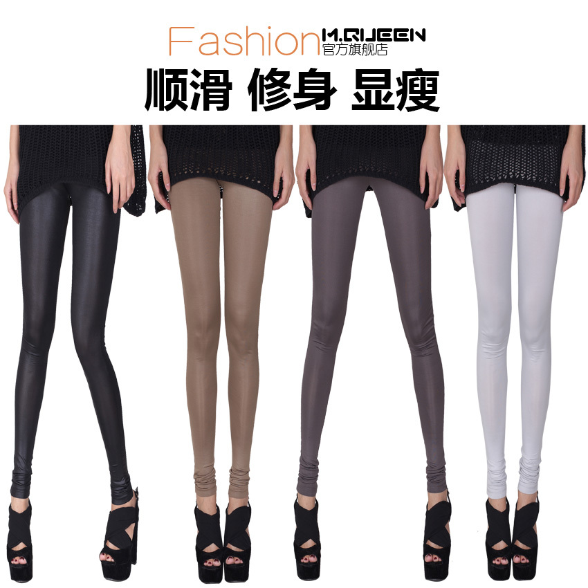 15 M . queen2012 autumn fashion brief solid color faux leather fabric legging trousers