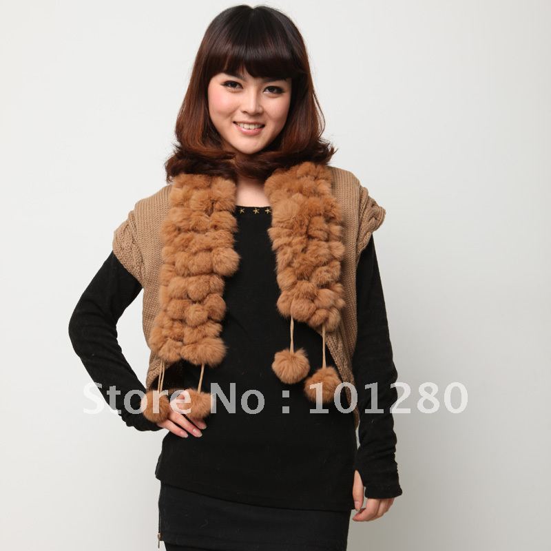 $15 off per $150 order 2012 autumn and winter women new arrival women's knitted fur ball fur vest