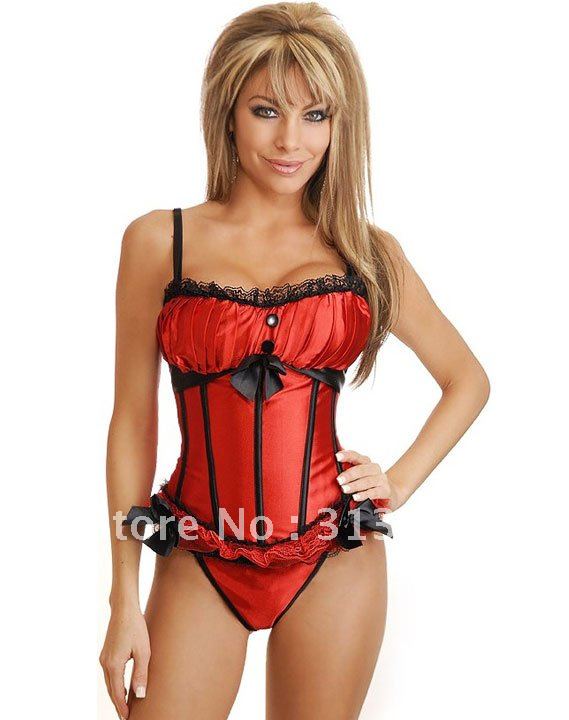 15% off Top quality Sexy Lingerie overbust Corset Intimates underwear women clothes Red Free shipping Wholesale retail Q8899