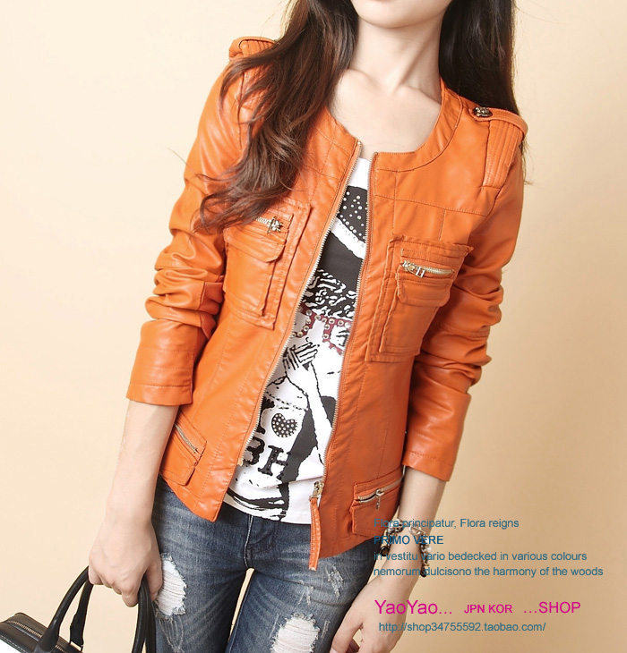 1537 2012 autumn new arrival fashion women's leather coat female short design slim jacket PU small leather clothing