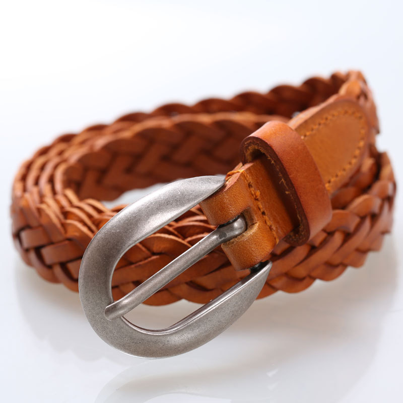 155 genuine leather thin belt women's knitted belt vintage decoration strap fashion all-match