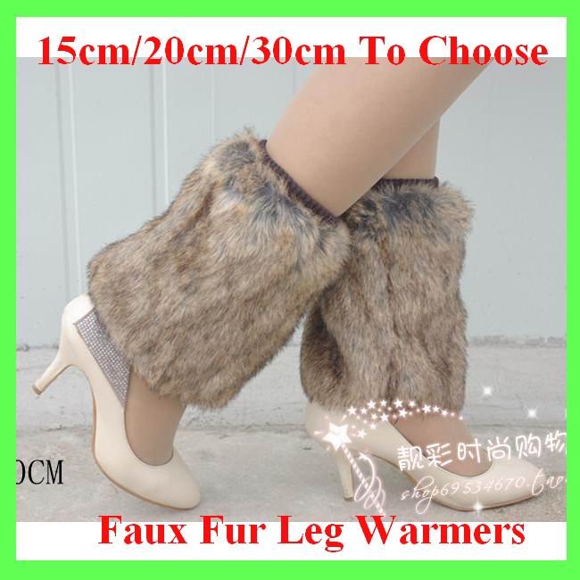 15cm/20cm/30cm Autumn Winter Olive Drab Faux Fur Leg Warmers Socks For Lady Women Boot  2012 Free Sale