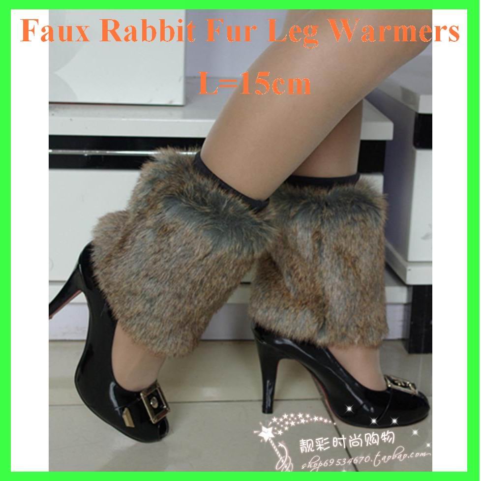 15cm(5.9") Autumn Winter Faux Fur Leg Warmers Socks For Lady Women Boot Cuff Fluffy Soft Furry 2012 Free Sale