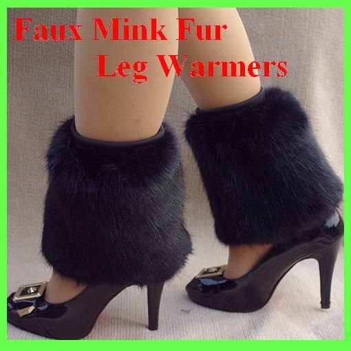 15cm(5.9") Autumn Winter Faux Mink Fur Leg Warmers Socks For Lady Women Boot  2012 Free Sale