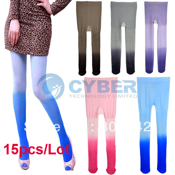 15pcs/Lot New lady Sexy Gradual Change Stockings Tights Leggings Pantyhose Free Shipping 8196