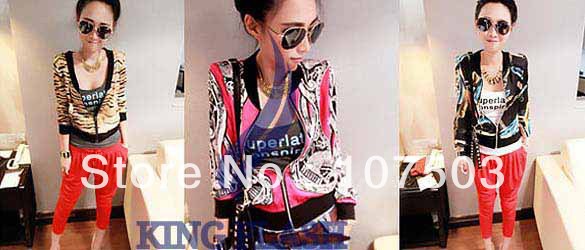 15PCS/LOT Women's Fashion Casual print Long sleeve Coat Jacket Top Shirt Leopard 3 colors free shipping 7661