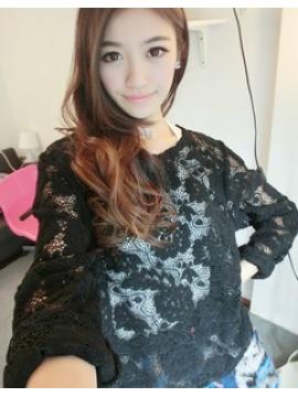 1642 cutout loose lace t shirt