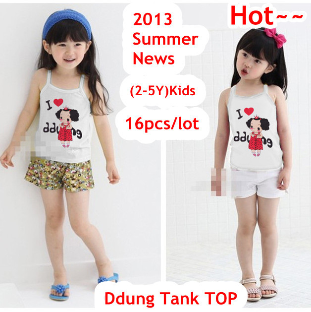 16Pcs/Lot(2-5Y)Children Kids Baby Girl's Tank Top,Cotton Ddung hollow out design Vest for 2013 Summer, baby Summer Clothes