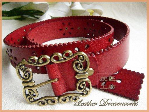 17 genuine leather women's strap Women genuine leather belt all-match red