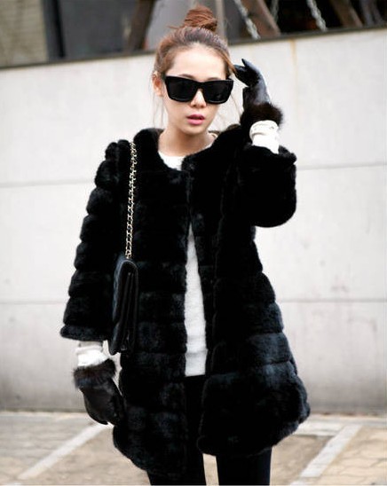 1781 autumn and winter outerwear trophonema medium-long thickening fur coat 2012