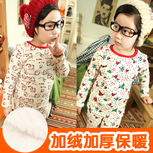 18 2012 autumn and winter cartoon baby child male girls clothing thickening lounge underwear set 5268