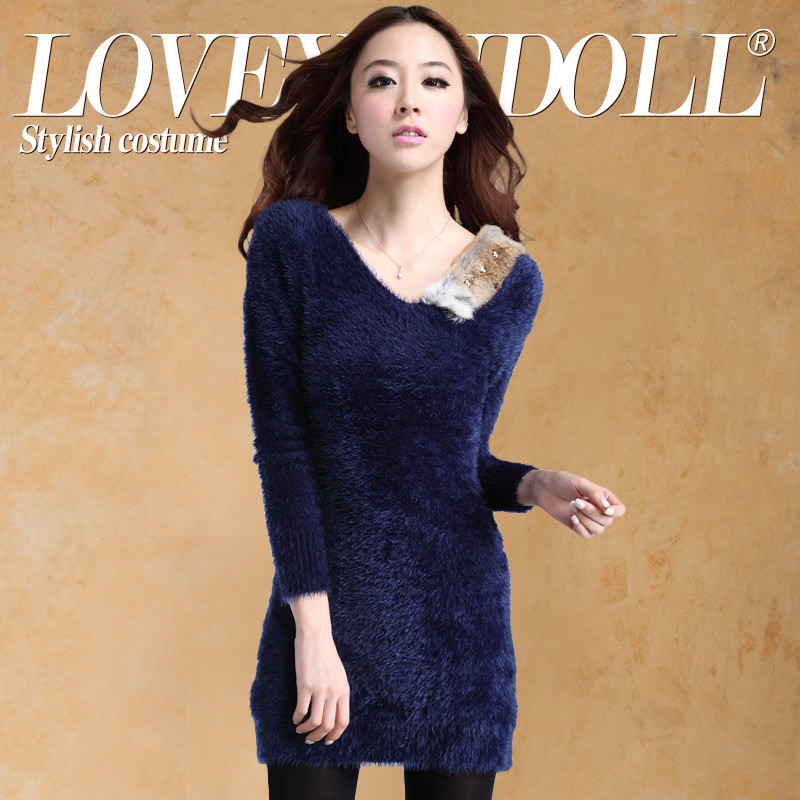 1832 2012 sweater female all-match thin long paragraph sweater dress female