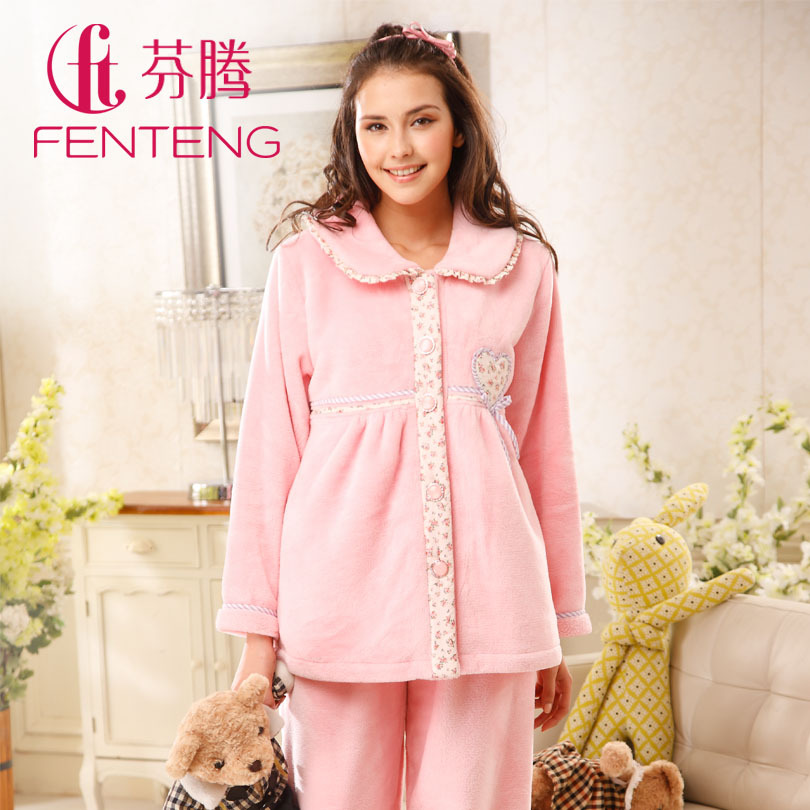 189 sleepwear 2012 women's gentlewomen thick coral fleece sleepwear lounge set