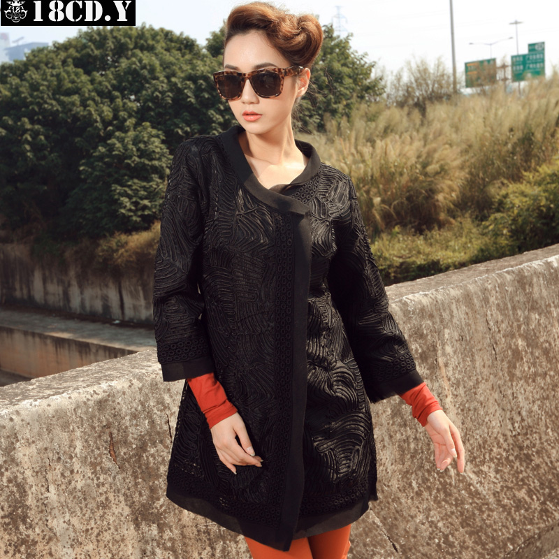 18cdy women's 2013 spring overcoat silk organza trench chaplet outerwear