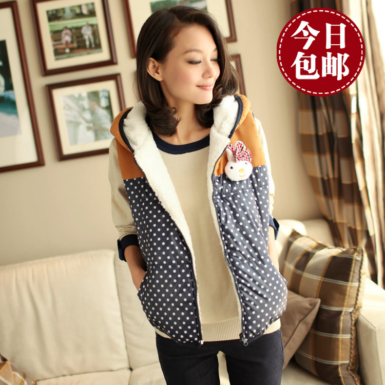 1a-v1157 2012 women's hooded plus velvet vest plush rabbit vest 10 - 25