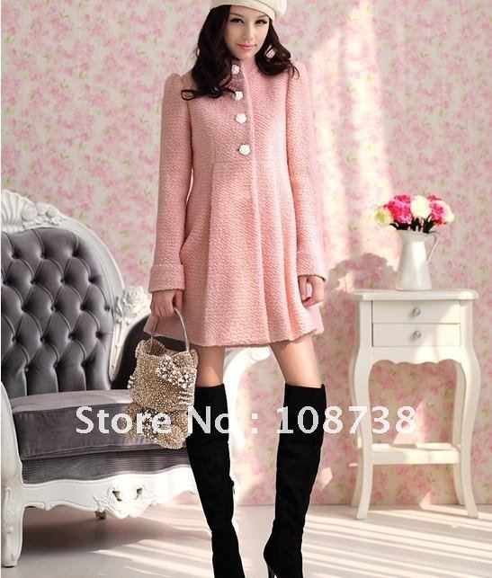 1pc Autumn fall winter christmas fashion woman lady female red slim coat outerwear pink supply gift