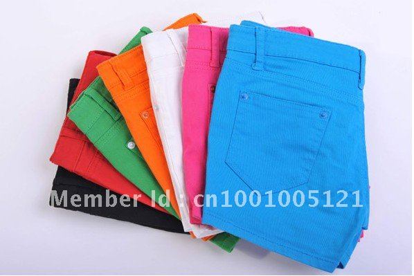 1PC The summer 2012 new jeans new color shorts colored cotton 987 free shipping by EMS