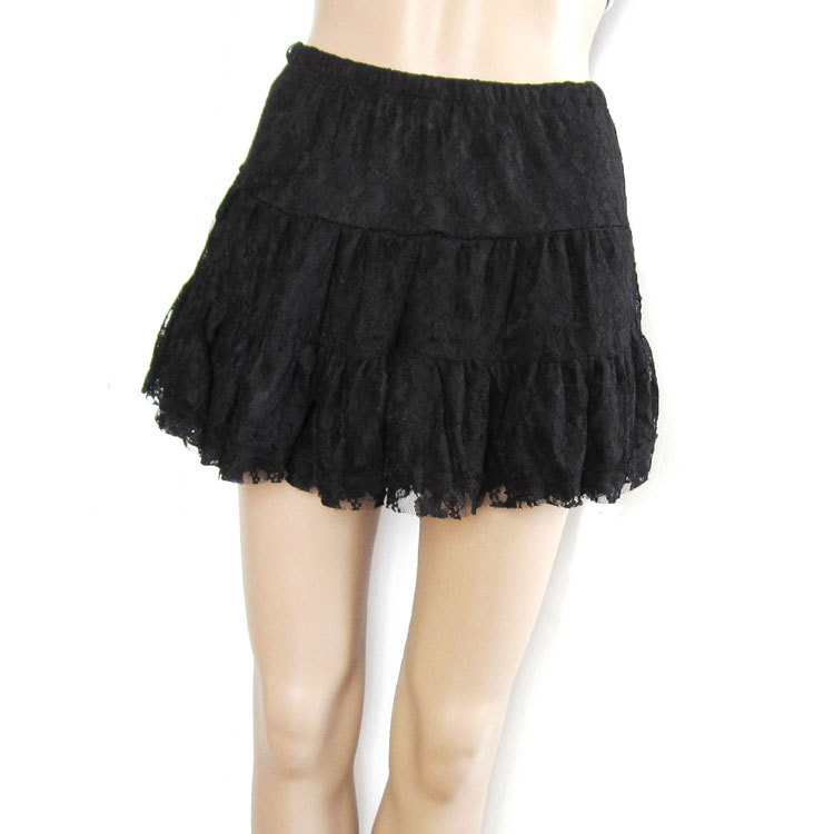 2 ! 188 - 2 beautiful pure lace patchwork stackable sweep miniskirt puff skirt Leather fashion