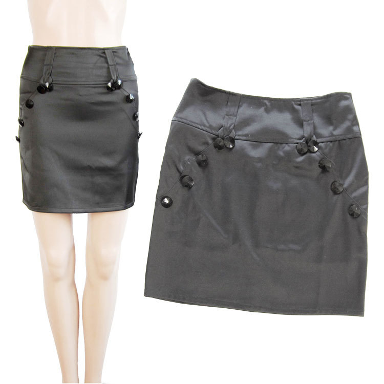 2 ! 2012 autumn OL outfit button decoration straight short skirt slim hip skirt small a-line skirt 012 Leather fashion