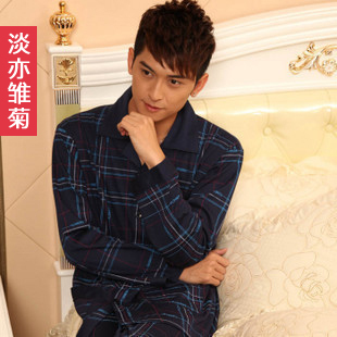 2 2012 spring and autumn male knitted 100% cotton long-sleeve sleep set lounge