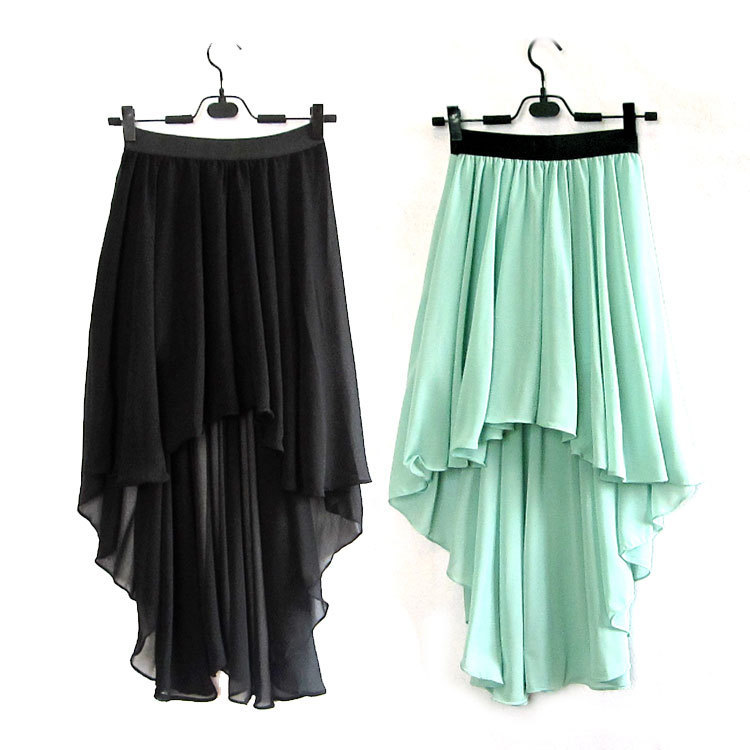 2 ! 821 elegant flowing chiffon full dress low-high irregular sweep 9 Leather fashion