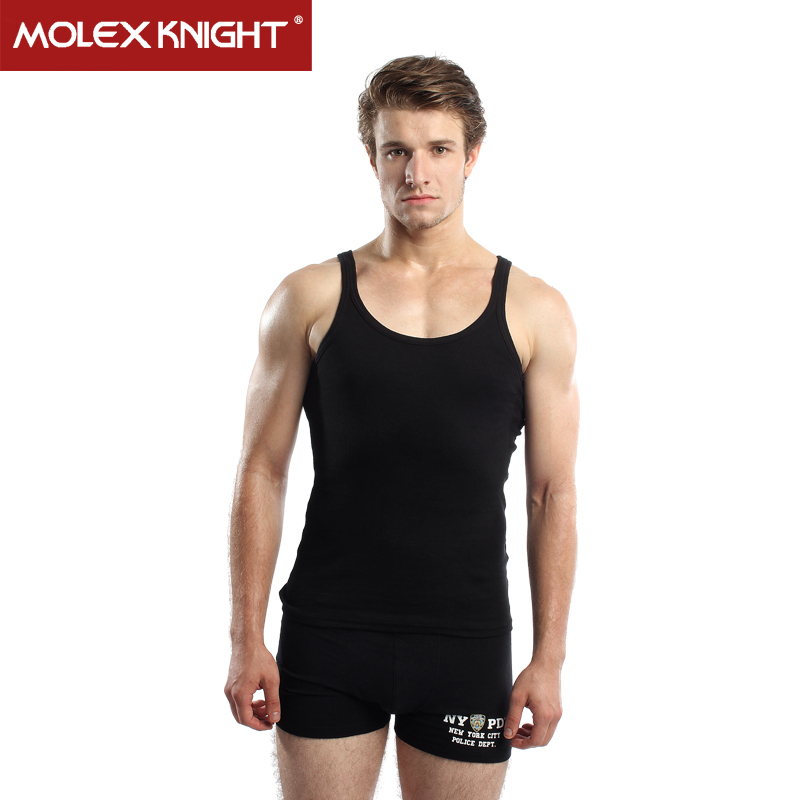 2 basic underwear male 100% cotton sleepwear thread slim lounge male vest