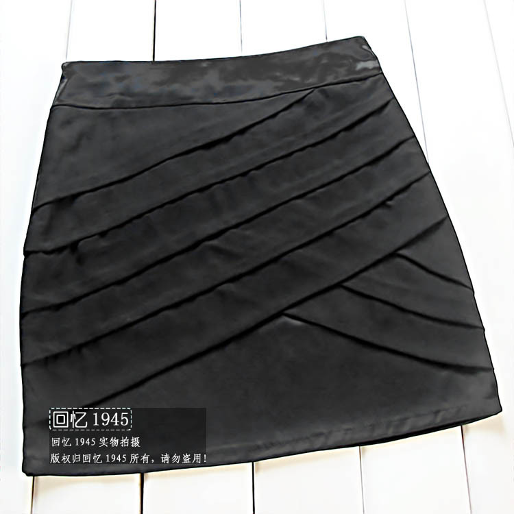 2 ! chiffon cross interspersion nylon slim hip straight skirt tailored skirt jm211 black Leather fashion