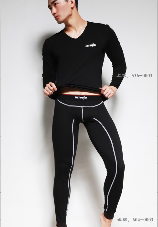 2 double male underwear thermal underwear long johns set black