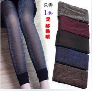 2 double multicolour meat legging socks thickening plus velvet warm pants thick stockings female socks