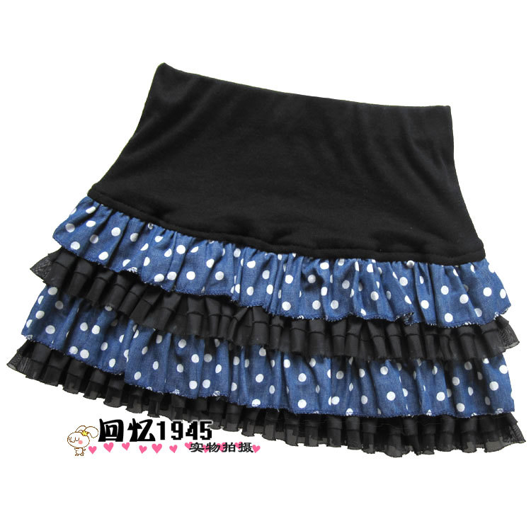 2 ! elastic waist blue white black lozengy cake miniskirt 601 Leather fashion