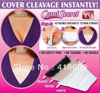 2 pack x CAMI SECRET Camisole Secret Clip-On Mock Camisoles ( Black Beige,White 3 in a pack )